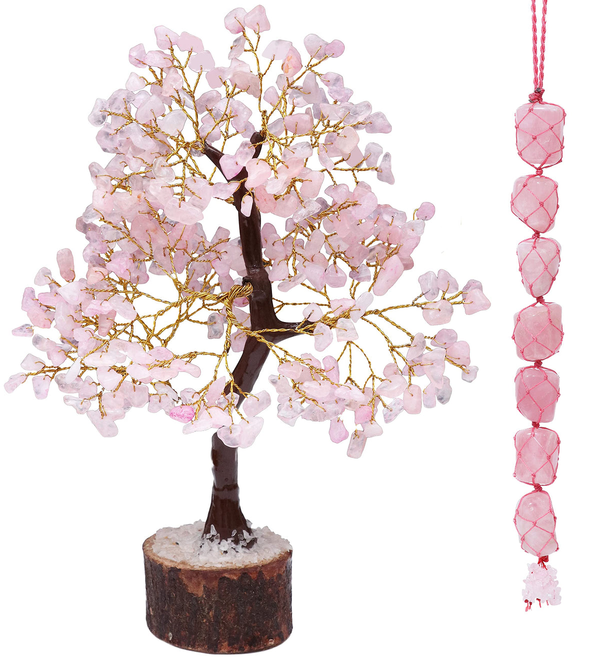 Rose Quartz Chakra Tree of Life, Crystal Tree of Life - Handmade Gemstone Tree, Feng Shui Tree, Crystal Decoration, Artificial Tree, Spiritual Gift, Money Tree Bonsai, Rose Quartz Tumble Hanging