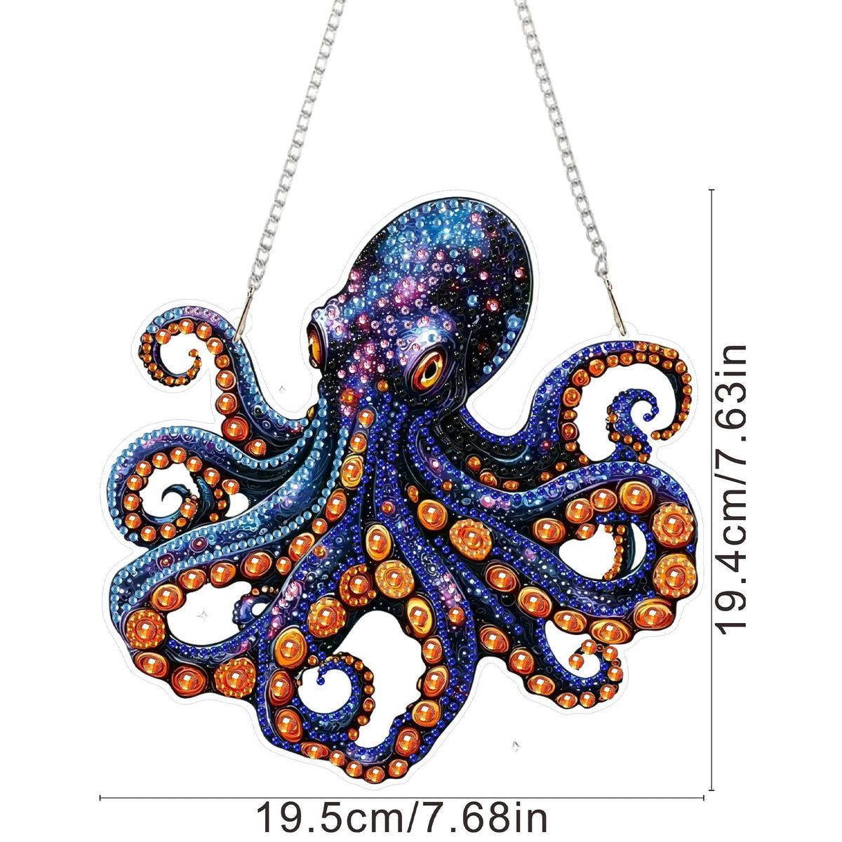 SENQAO Octopus Diamond Art Hanging Kit for Adult, Special Shaped Rhinestone, Double Sided DIY Acrylic Diamond Art Painting Window Pendants Home Garden Wall Hanging Kits Hanging Ornament