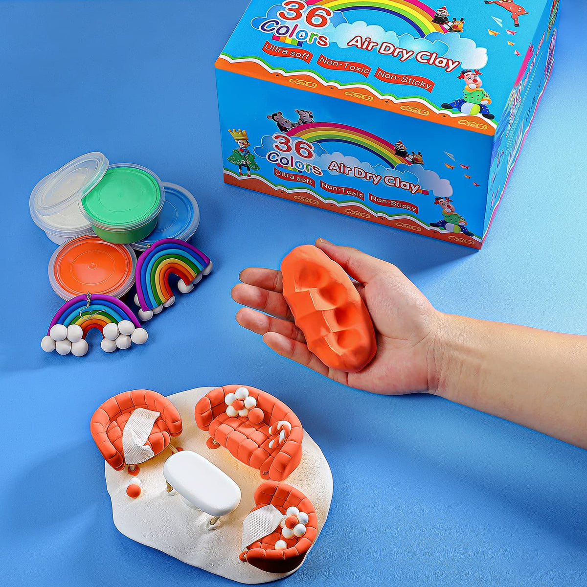 iFergoo Modeling Clay Kit - 36 Colors Magic Air Dry Clay for Kids, Ultra Light, Safe & Non-Toxic, School Art & Craft Project, Great Toy Gift for Boys and Girls