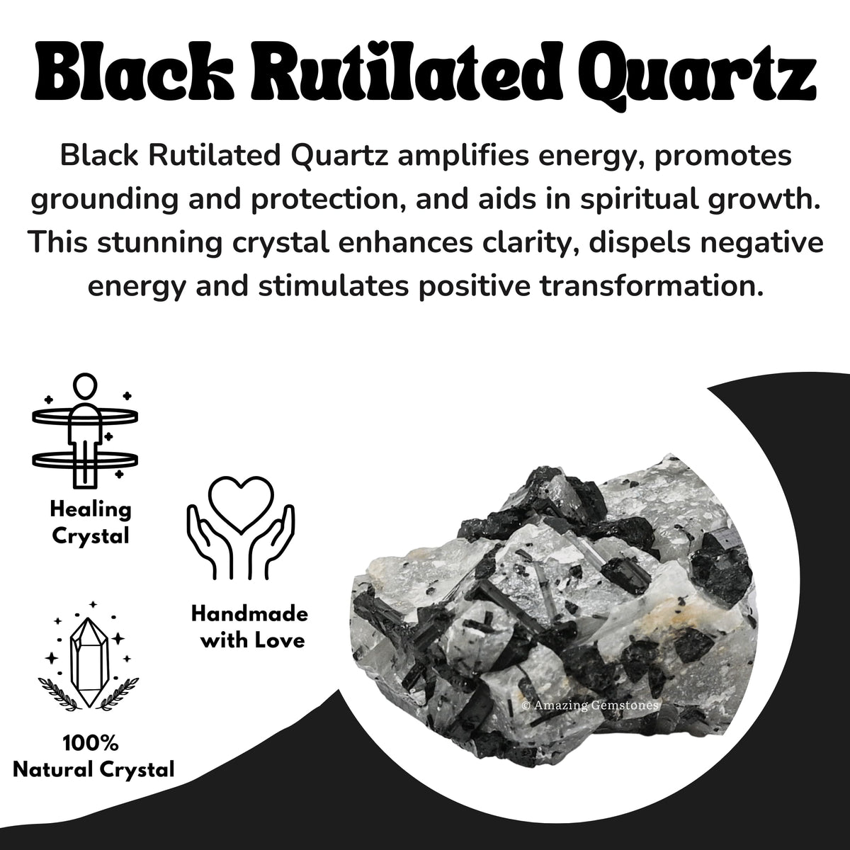 Amazing Gemstone Black Rutilated Quartz Raw Crystals and Healing Stones, Natural Rocks for Tumbling and DIY Raw Stones and Crystals (1 lb)