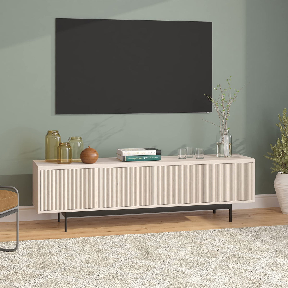 Henn&Hart Whitman, 70'' Rectangular TV Stand, Alder White