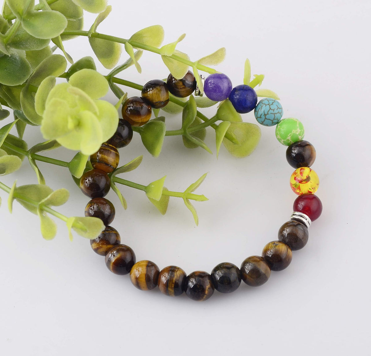 Black Lava Stone 7 Chakra Bracelets 6pcs mix 8mm Yinyang Rock Bead Elastic Natural Stones Gemstones Oil Diffuser Yoga Menditation Beads Bracelets for Men Women Jewelry (6pcs Lava Stone Bracelet)