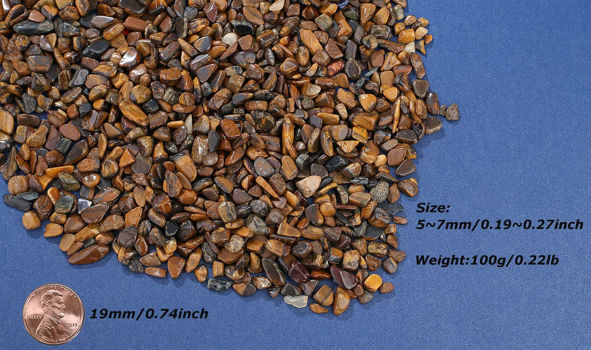 LAIDANLA Tiger Eye Crushed Stone Crystal Chips Bulk Natural Gemstones Healing Reiki Crystals Mini Quartz Vase Filler Aquarium Gravel 100g