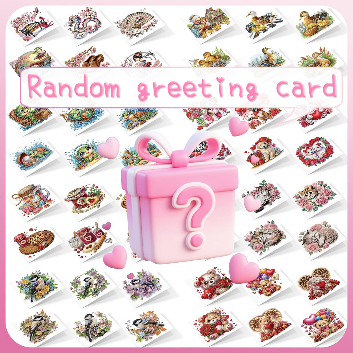 Focart 24 Pack Diamond Painting Greeting Cards, Random Diamond Art Kits Special Shape Drill DIY Handcraft for Relatives and Friends with Wishes, Unique Design Crafting for Birthday Holiday Cards