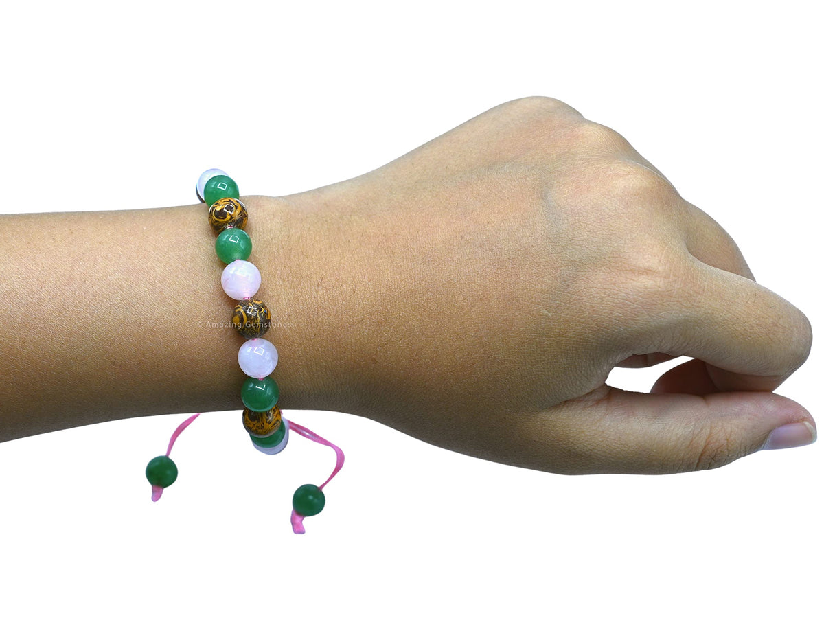Amazing Gemstone Bracelet for New Mom Manifestation - Green Aventurine Mariyam Jasper Rose Quartz Bracelet Set for Men Women Healing Calming Anxiety Stress Relief Gifts Pulseras Para Hombres Mujer