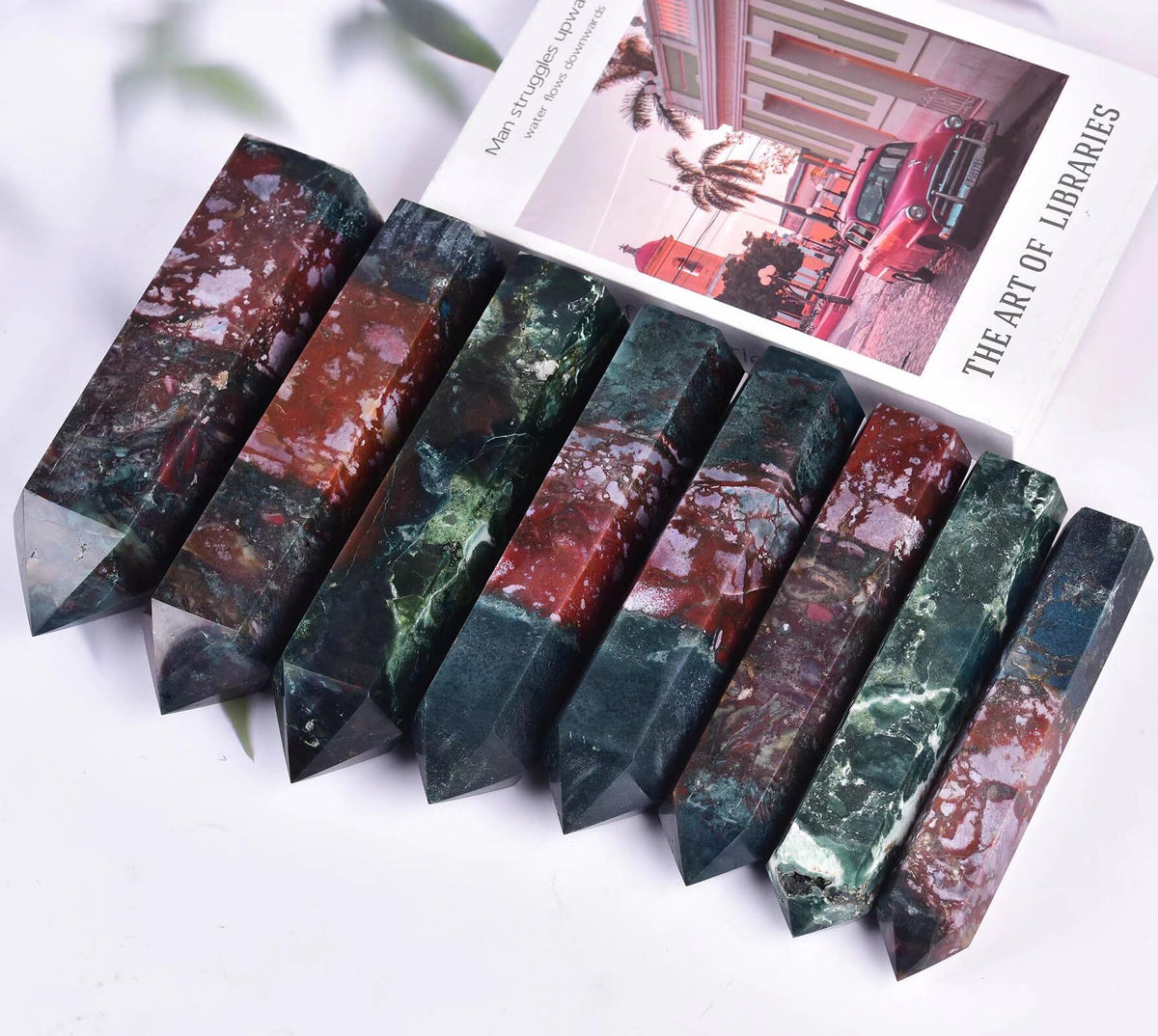 Ocean Jasper Stone Tower Obelisk Healing Crystal Wand Large Reiki Meditation Stone Gifts 2.2-2.8 LBS