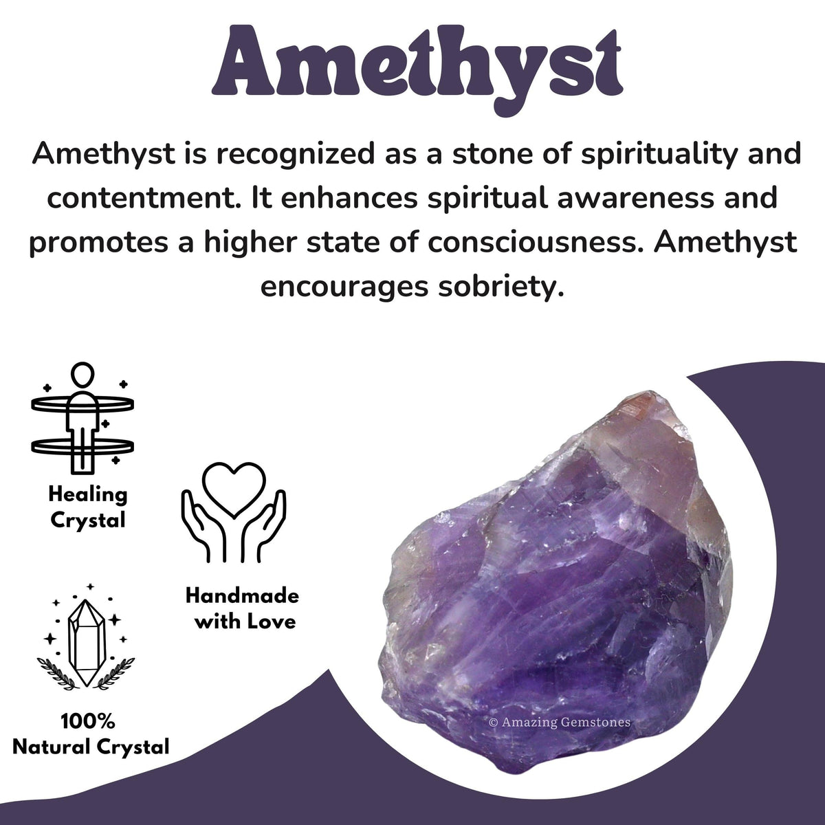 Amazing Gemstone Amethyst Raw Crystals and Healing Stones, Natural Rocks for Tumbling and DIY Raw Stones and Crystals (1 Piece)