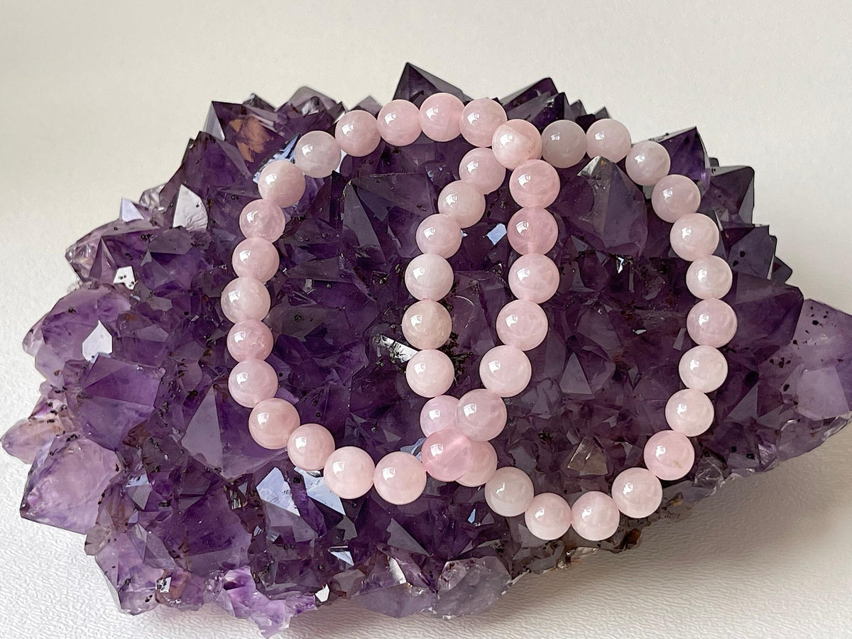 GAF TREASURES Rose Quartz Crystal Bead Bracelet, Genuine Rose Quartz Bracelet, Healing Crystal Bracelet Gift for Men & Women (1)