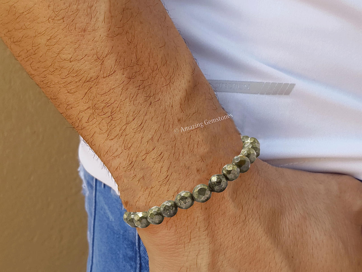 Amazing Gemstone Pyrite Bracelet for Women - Chakra Mens Bracelet Protection Crystals and Healing Stones - Blessing Bracelet Spiritual Meditation Gift Christmas Stocking
