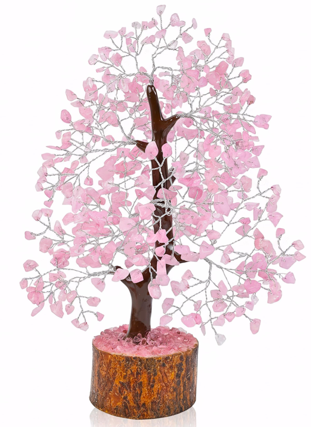 Rose Quartz Crystal Tree, Silver Wire Feng Shui Gemstone Tree, Chakra Healing Stones Crystal Decor, Artificial Bonsai Money Tree, Good Luck Spiritual Gifts for Women & Men, Meditation, 10-12 Inches