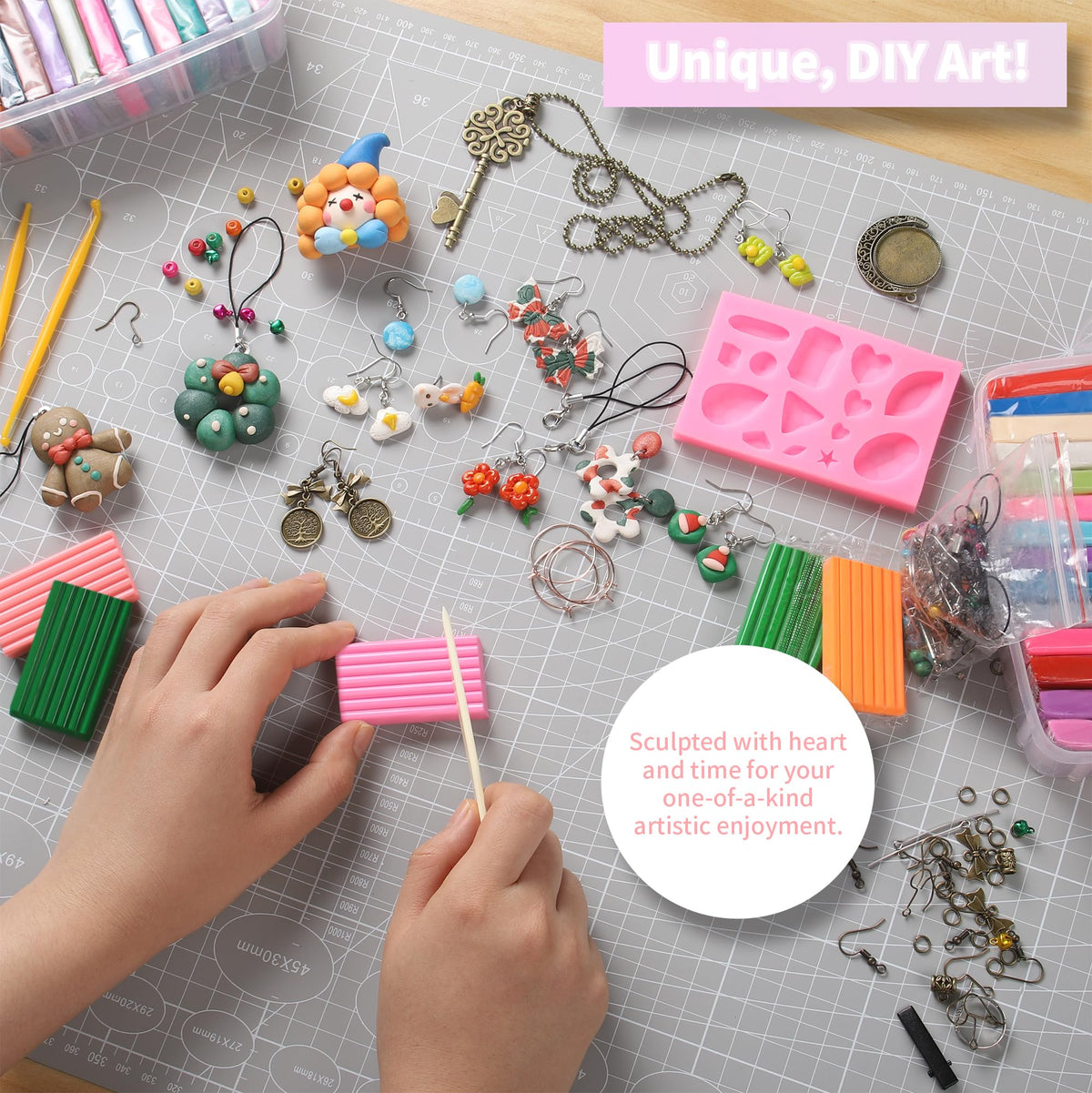 Aestd-ST Polymer Clay 85 Colors, Modeling Clay for Kids, Oven Bake Molding Clay Kit,DIY Starter Kits with Sculpting Tools and Accessories, Art and Craft Gifts for Kids and Adults.
