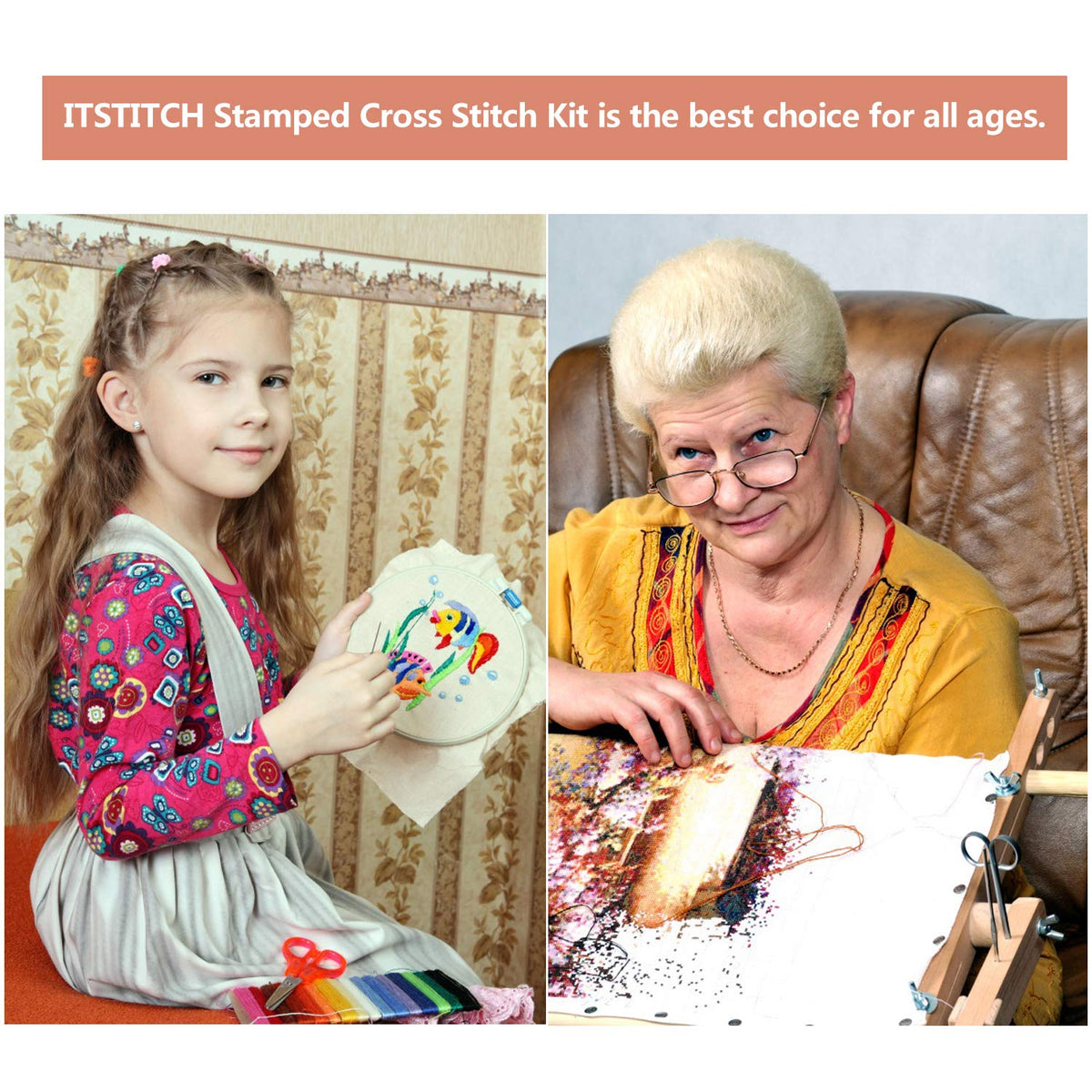 Printed Cross Stitch Kits 11CT 9X9 inch 100% Cotton Holiday Gift DIY Embroidery Starter Kits Easy Patterns Embroidery for Girls Crafts DMC Stamped Cross-Stitch Supplies NeedleworkThe Sunflower