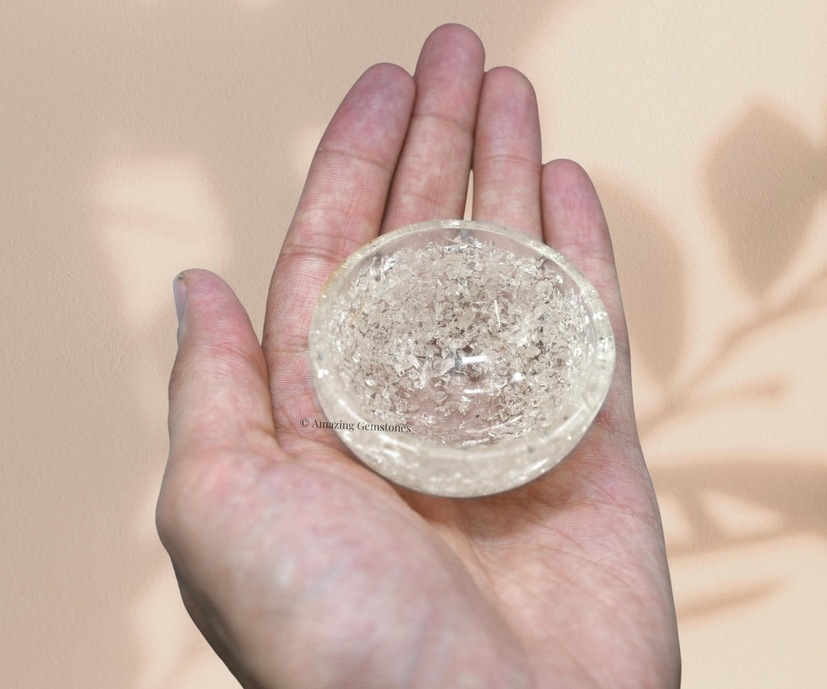Amazing Gemstone Clear Quartz Orgonite Orgone Crystal Gemstone Bowl - 2" Orgonite Clear Quartz Crystal Bowl for Meditation, Crystals and Healing Stones Gift and Protection