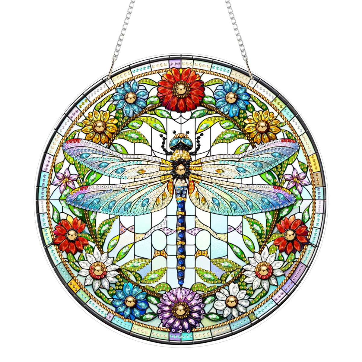 Eiflow Acrylic Diamond Art Hanging Kit for Adults, DIY Diamonds Painting Door Hanging Board Kit, Special Crystal Diamond Art Painting Pendant Ornament (Dragonfly)
