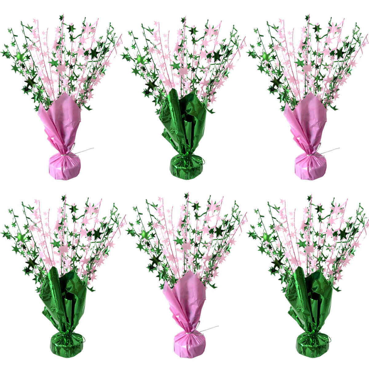 6 Pack Pink Green Witch Birthday Party Decoration Metallic Foil Spray Centerpiece Star Table Decoration Burst Table Centerpieces for Halloween Witch Princess Holiday Party Supplies Decor