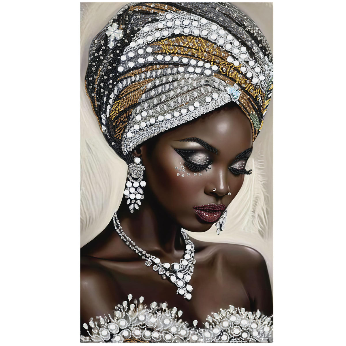 KUFWKEY African Women Large Diamond Art Kits for Adults,Partial 5D Diamond Painting kit for Beginners,Special Shaped Diamond Art,Sparkling gem Art,Diamond dots,DIY Mosaic Kits,Home Decor,16X28 inch