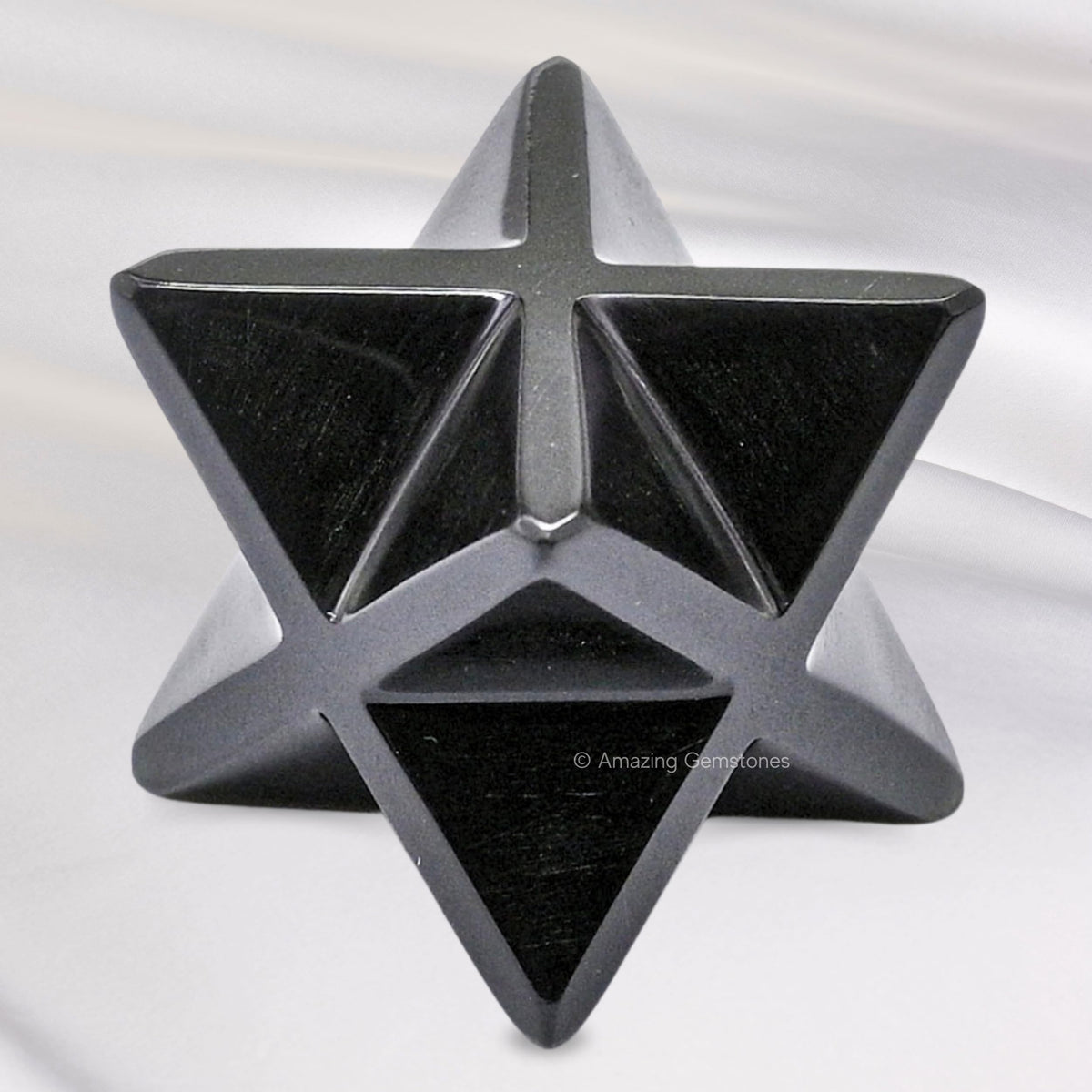Amazing Gemstone Black Obsidian Merkaba Crystal - 0.75 Inches Metaphysical Merkaba Star for Meditation - Energetic Tetrahedron Crystal and Healing Stones for Spiritual Growth and Healing (15-20mm)