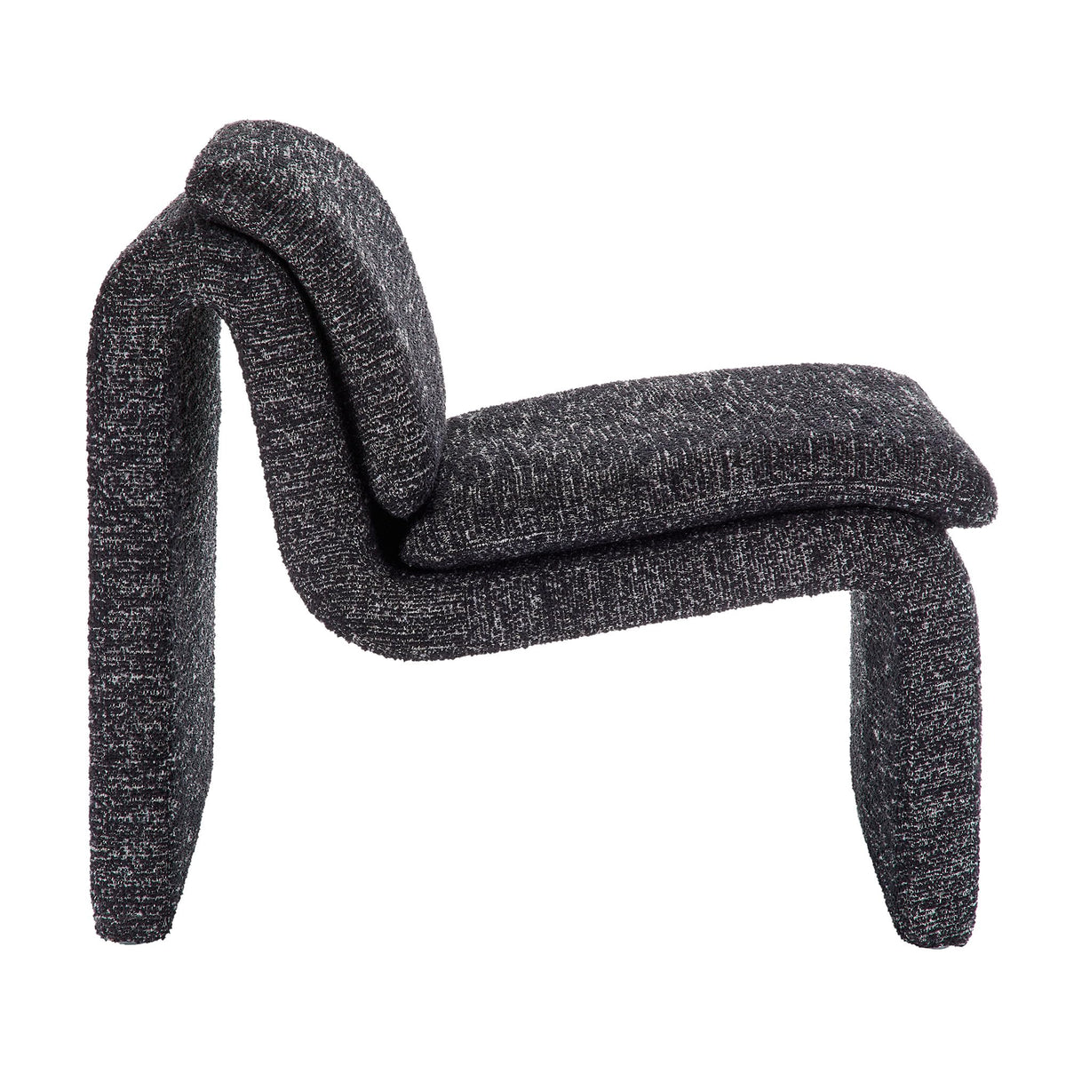 Modway Lume Curved Lounge Chair in Charcoal Boucle Fabric – Modern Upholstered Armless Accent Chair with Padded Cushion - Unique Slipper Chair for Bedroom or Living Room