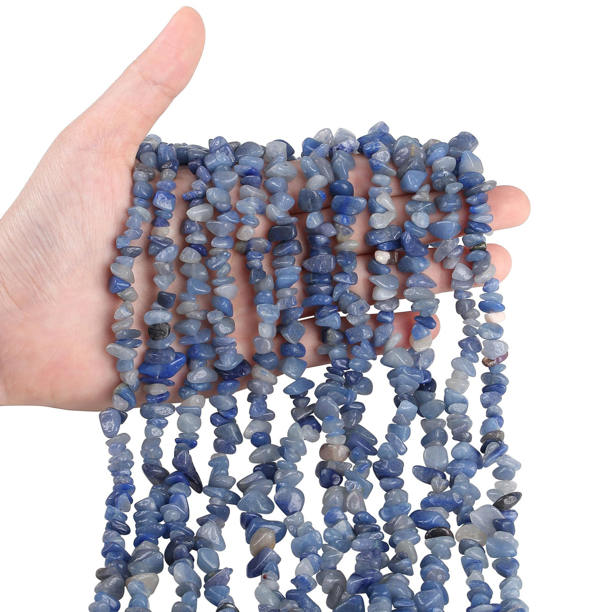ZHIYUXI 400pcs Blue Aventurine Beads 5-8mm Healing Crystals Gemstones for Bracelet Making 2 Strands Irregular Stone Loose Rocks Bead for Jewelry Making Hole Drilled DIY Necklace Craft Gifts