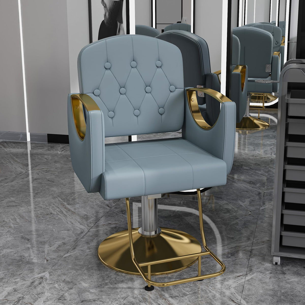 KEIKI 360° Swivel Hydraulic Barber Chair, Professional Salon Chair for Hair Stylist, Non-Tilting Reclining Hair Chair for Tattoo, Spa & Home, Blue