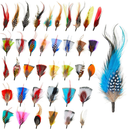 Kenning 39 Pcs Hat Feathers Assorted Feathers for Hats Colorful Real for DIY Craft, Wedding Decorations Men Women Approx. 8-11 cm