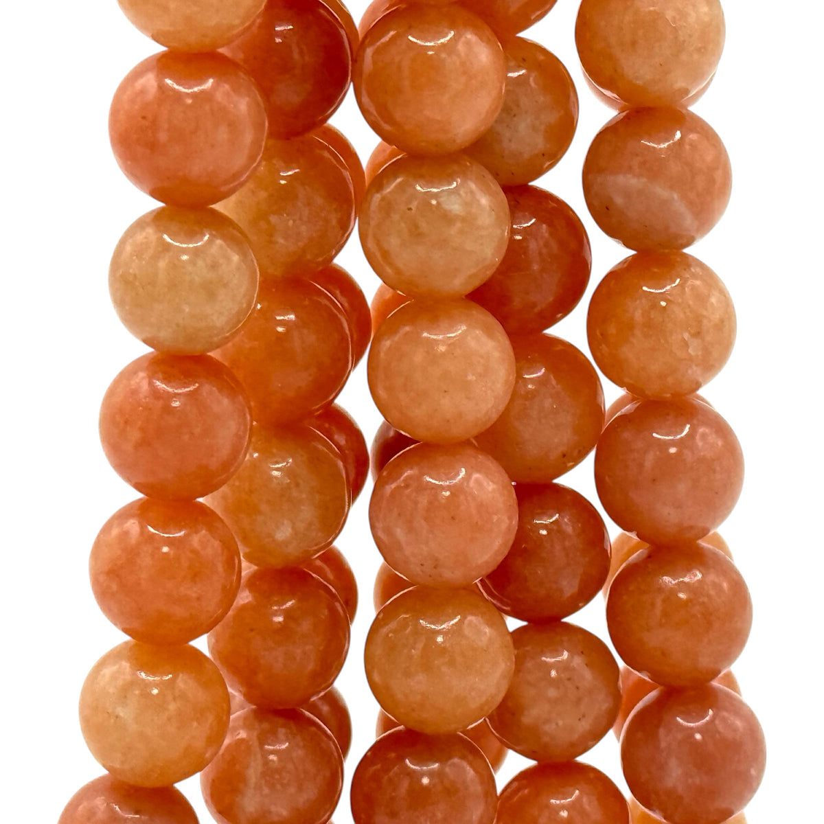 ABCGEMS Peruvian Strawberry Calcite Beads AKA Orchid Calcite (Well-Defined Peach & Orange Hues - Consistent Color with Minimal Fading or Dull Areas) Smooth Round 10mm