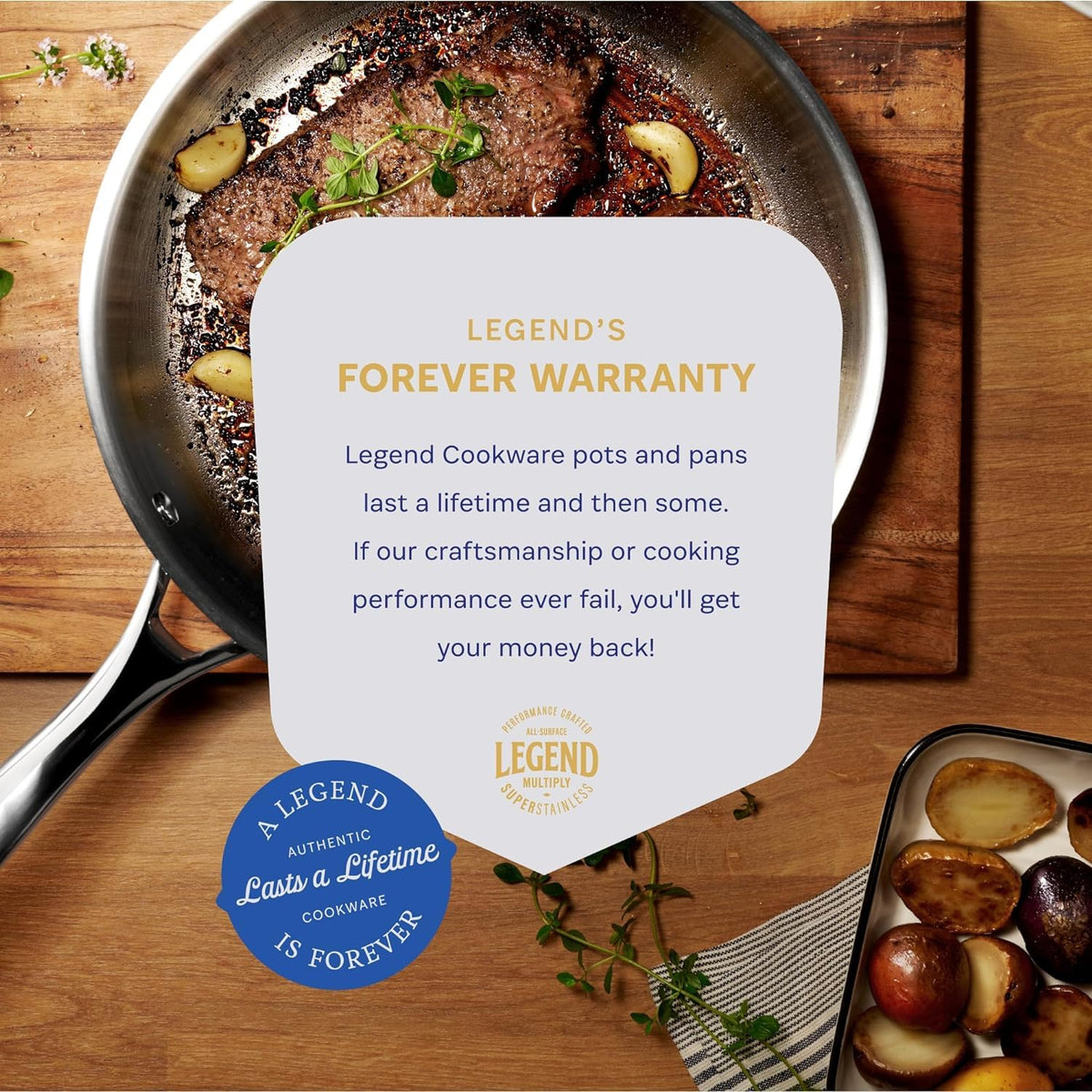 LEGEND COOKWARE 5-Ply Stainless Steel Cookware Set, 19-Piece Pots and Pans Set - Induction Compatible, Oven Safe 800°F - Non-Toxic, No Coatings - Built to Last Generations