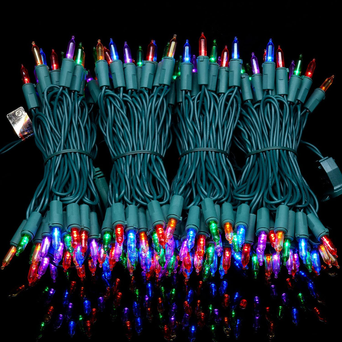 YULETIME 200 Multicolor LED Christmas Lights, 66 ft Green Wire String Light