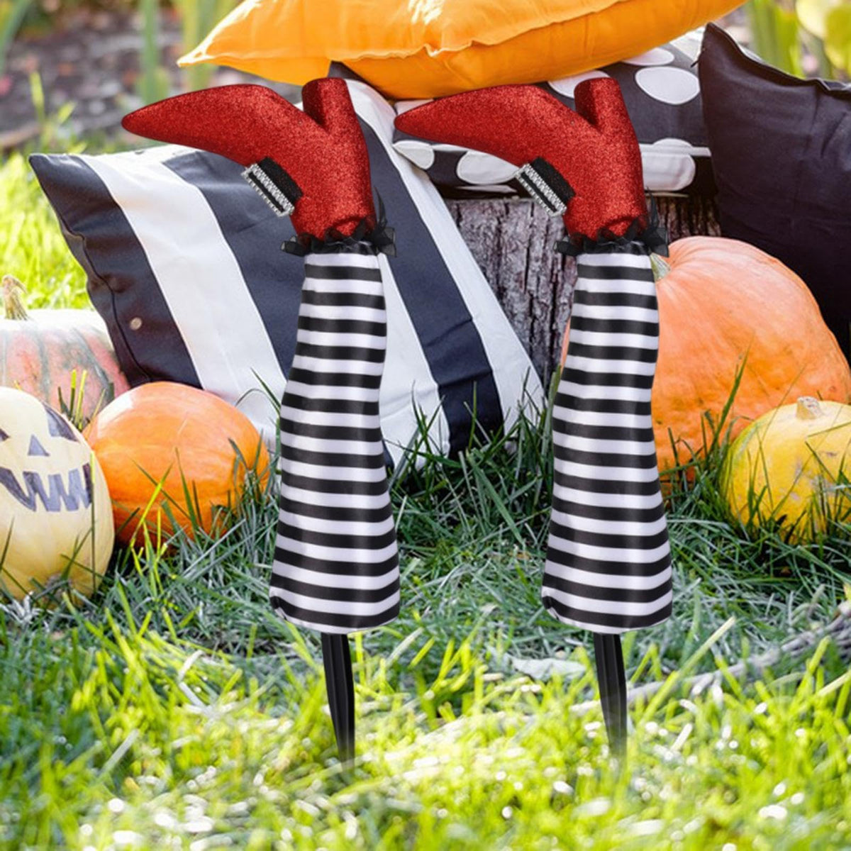ＫＬＫＣＭＳ Halloween Upside Down Witch Legs with Stake Lawn Versatile Patios Yard Stake