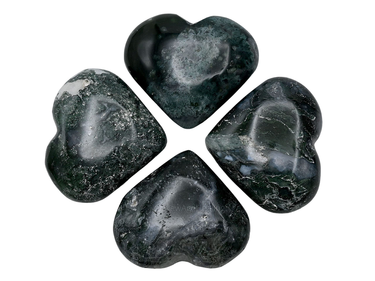 Amazing Gemstone Moss Agate Crystals and Healing Stones - Large Palm Stone Crystals Piedra - Crystal for Good Luck, Balanced Positive Energy, Meditation - Unique Stocking Stuffers, Gifts for Women