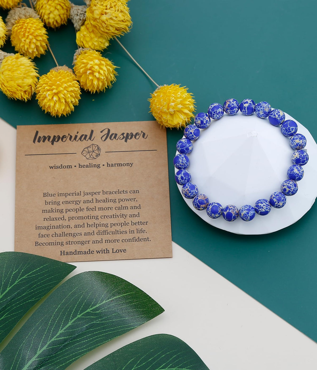 BOMAIL Natural Stone Bracelet for Women Men - 8MM Semi-Precious Gemstone Beaded Bracelet Healing Crystal Stretch Bracelet Yoga Bracelets Jewelry