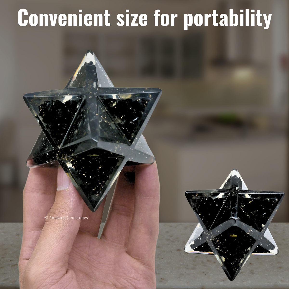 Amazing Gemstone 1 Pcs Shungite Large Crystal Orgone Merkaba Star for Reiki Healing Meditation and Crystal Grid