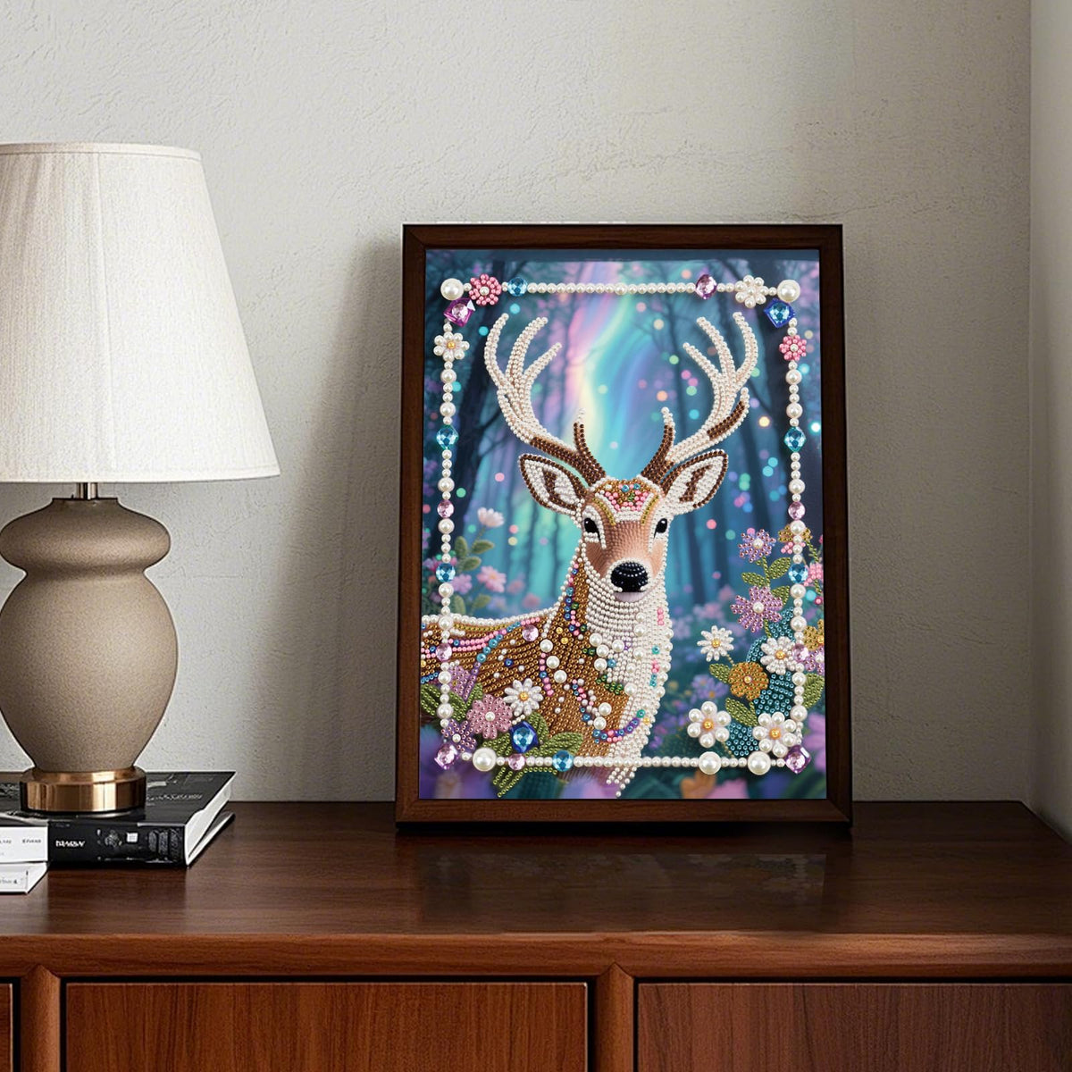 WSLWXSHM Pearl Diamond Painting Kits for Adults Elk, 5D Special Shape Diamond Art Kits for Beginners, Crystal Rhinestones Diamond Painting for Home Wall Decoration Gift 12×16inch/30×40cm Deer