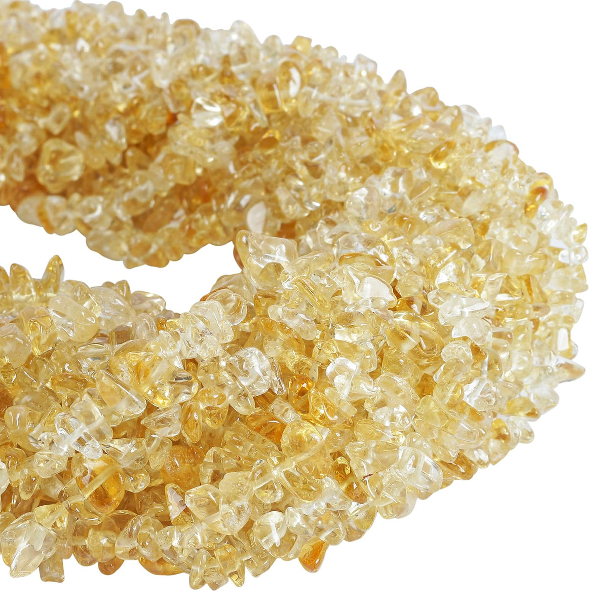 favoramulet 5-8mm Citrine Tumbled Stone Chip Beads for Jewelry Making, Irregular Shaped Healing Crystal Loose Bead Supply, Pack of 2 Strands(64 inches)