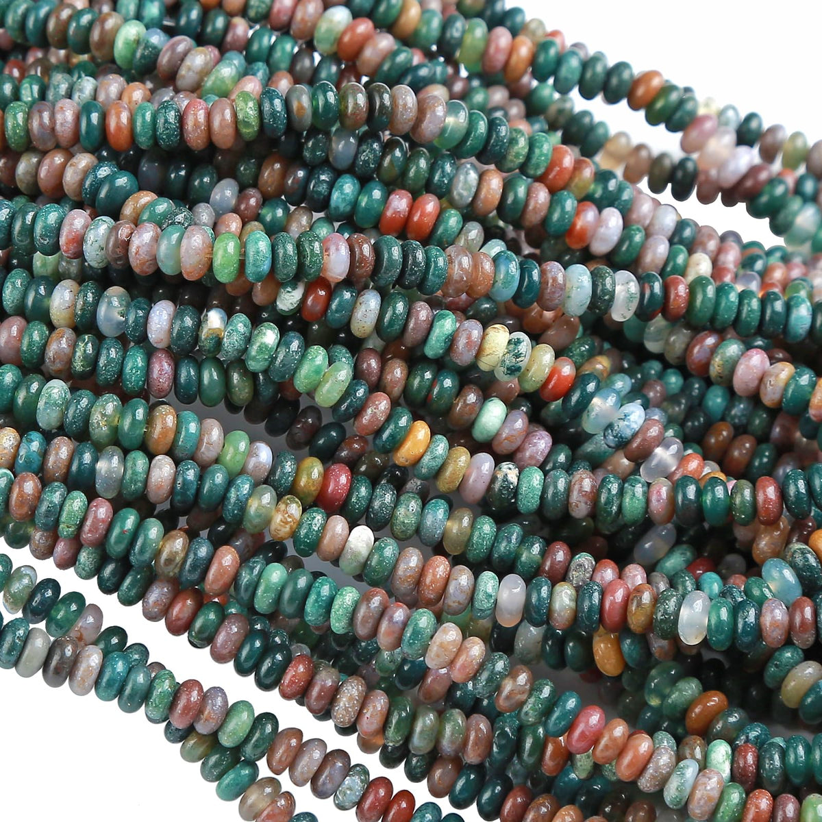 150PCS 2x4mm Natural Indian Agate Rondelle Beads Abacus Disk Stone Beads Round Loose Spacer Gemstone Beads for DIY Bracelet Necklace Jewelry Making