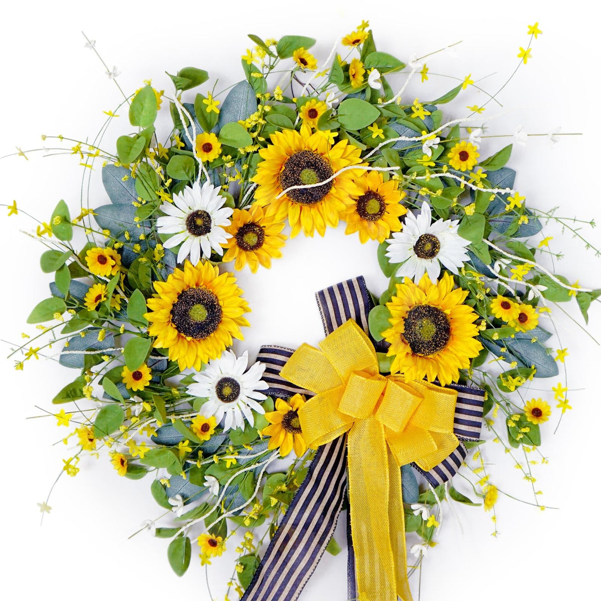 Sunflower Wreaths for Front Door, Soomeir Artificial Spring Summer Wreath with Burlap Bow, Door Wreath for Outside All Season Indoor Outdoor Home Wall Wedding Farmhouse Holiday