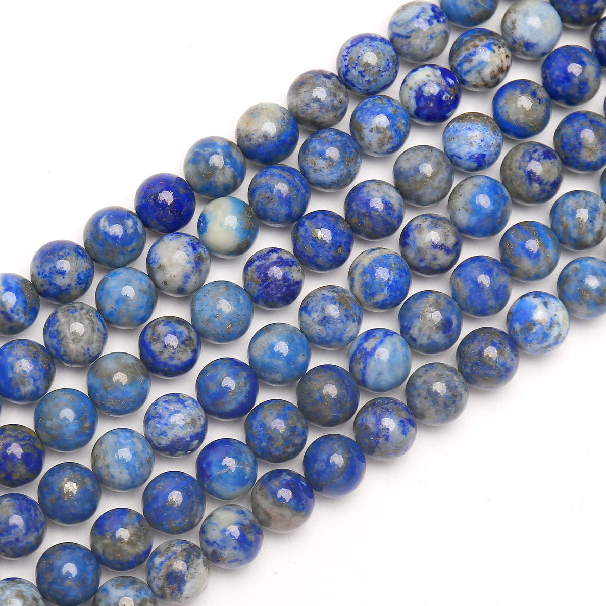 70PCS Natural 8MM Healing Gemstone, Lapis Lazuli Energy Stone Round Loose Beads, Semi-Precious Crystal Beads with Free Elastic String for Jewelry Making DIY