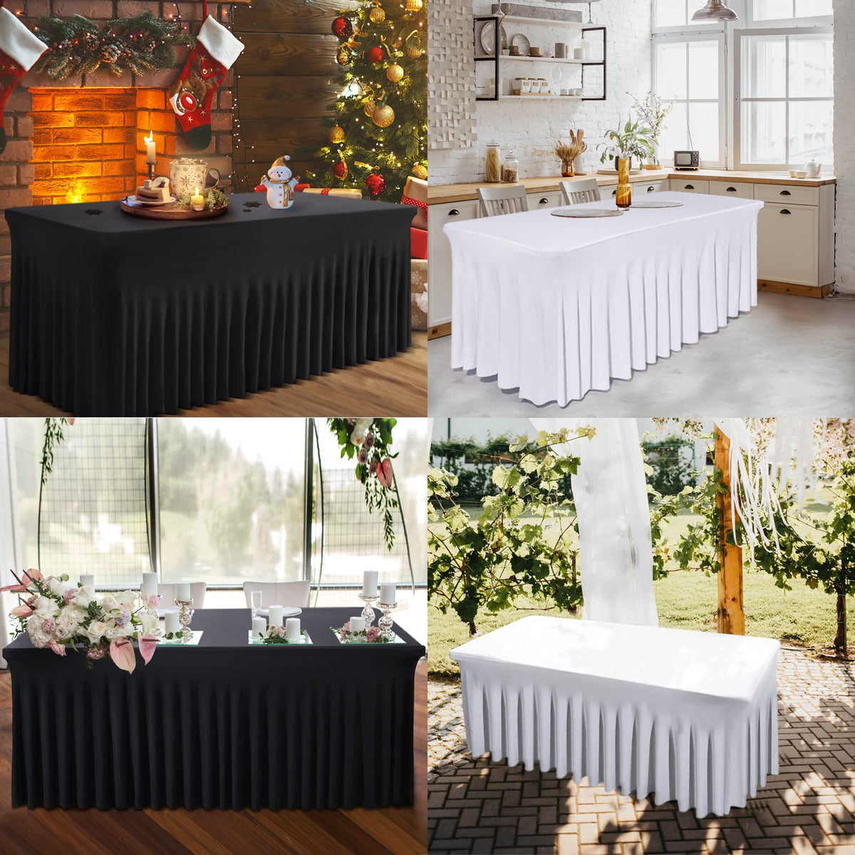 BDDC One-Piece Spandex Table Cover Skirt for 4FT Rectangle Tables