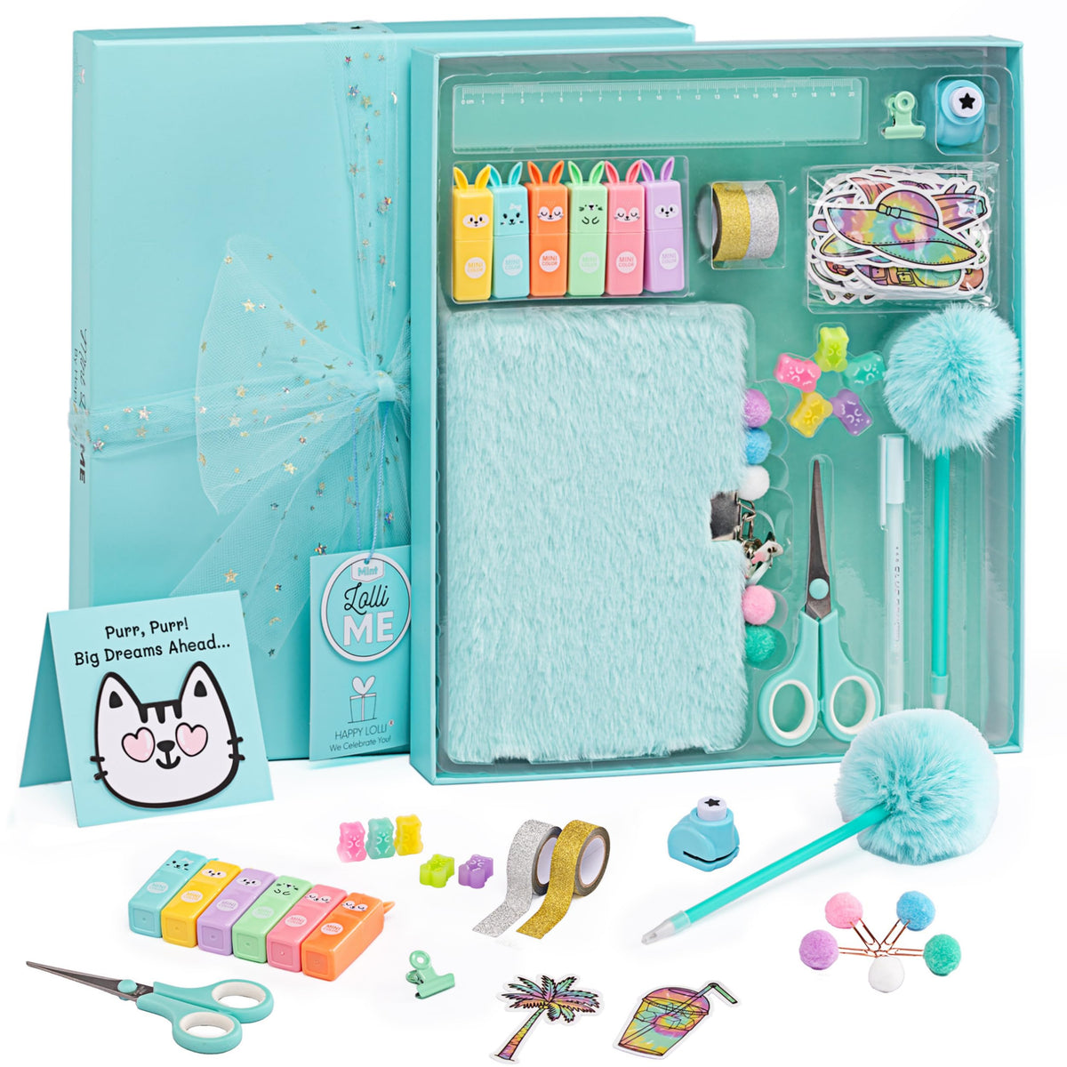 HAPPY LOLLI Mint LolliME DIY Journal Kit for Tween & Teen Girls Ages 8–14, Birthday Gift, 300+ Pieces Lockable Diary Set, Arts & Crafts, Scrapbook & Creative Journaling