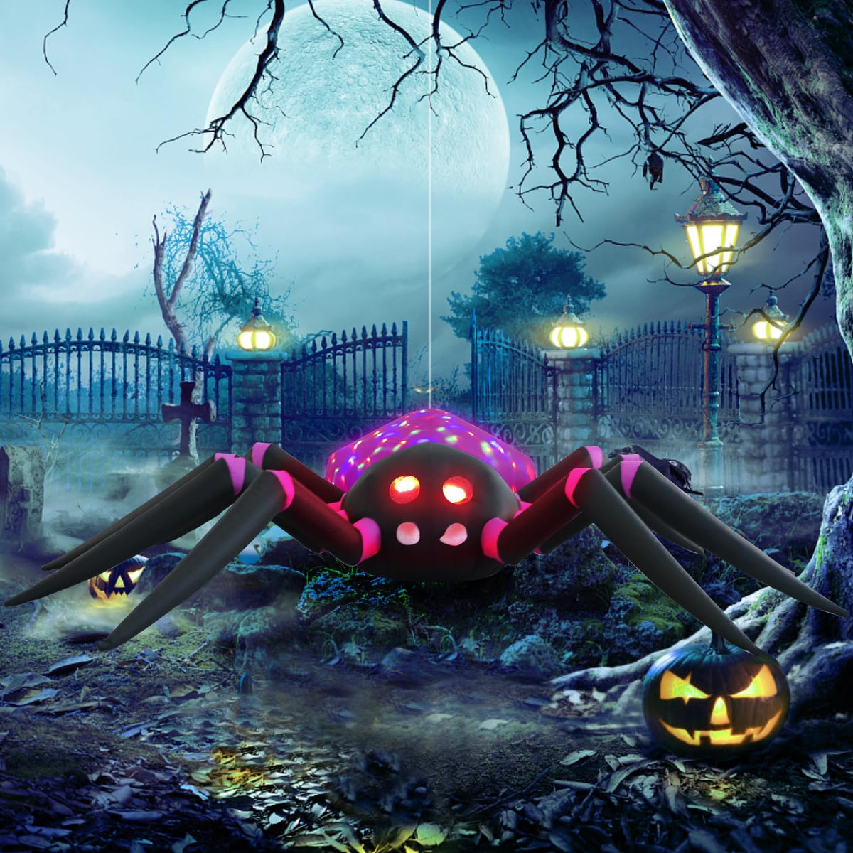 HZGDEJTG 12ft Purple Spider Halloween Inflatable Outdoor Decoration, Yard Decorations with LED Lights for Outdoor Lawn, Garden, Home Holiday Party