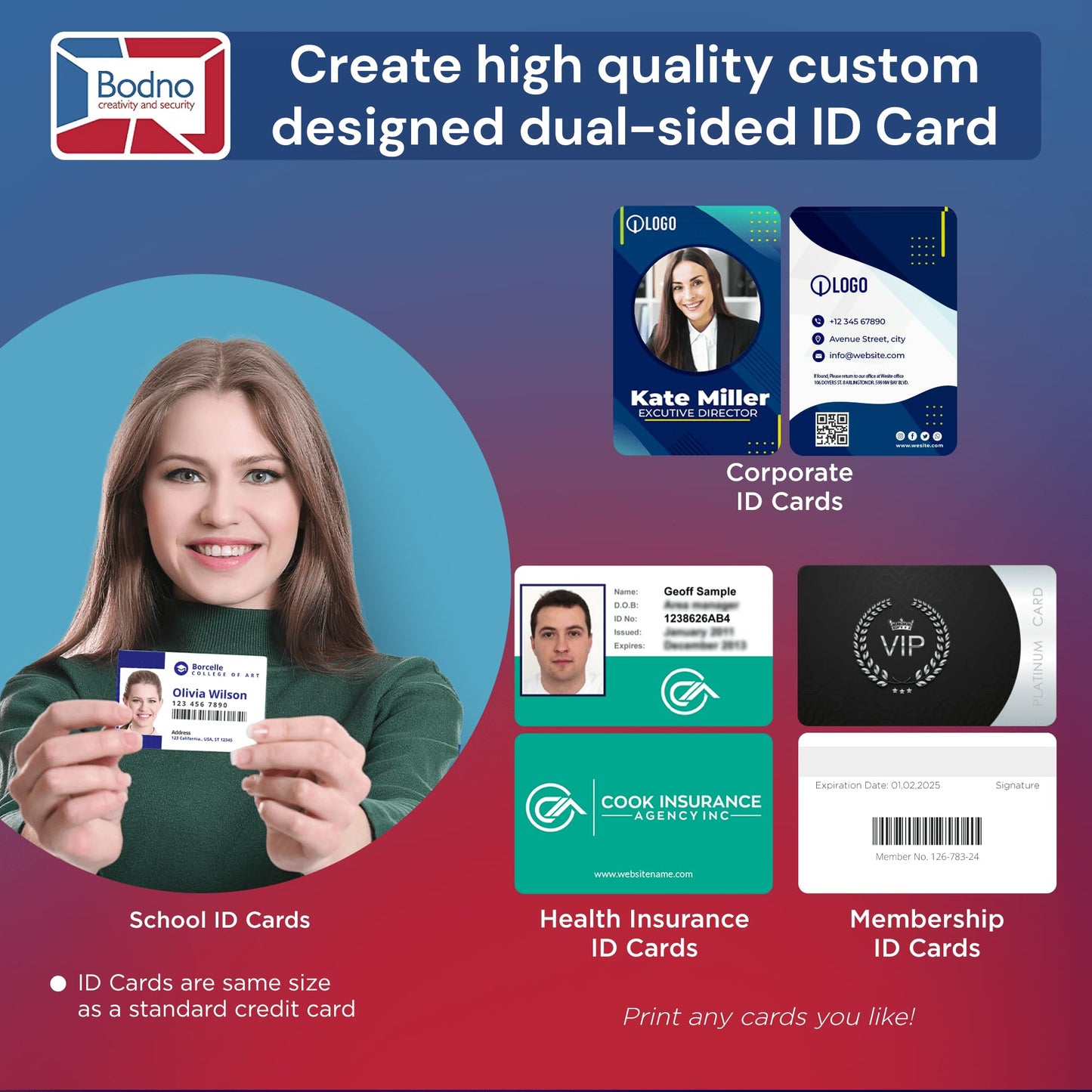Bodno Magicard 600 Dual Sided ID Card Printer & Complete Supplies Package ID Software - Gold Edition