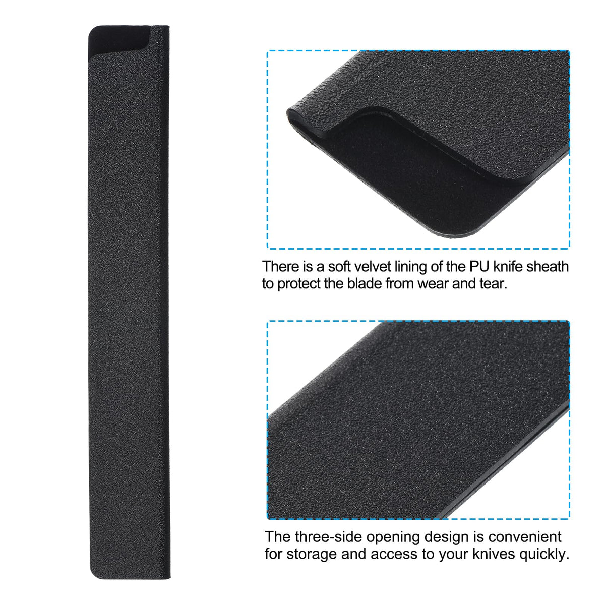 PATIKIL ABS Knife Cover Sleeves for 8" Slicing Carving Knife, 3 Pack Knives Edge Guard Blade Protector Universal Knife Sheath for Home Kitchen, Black