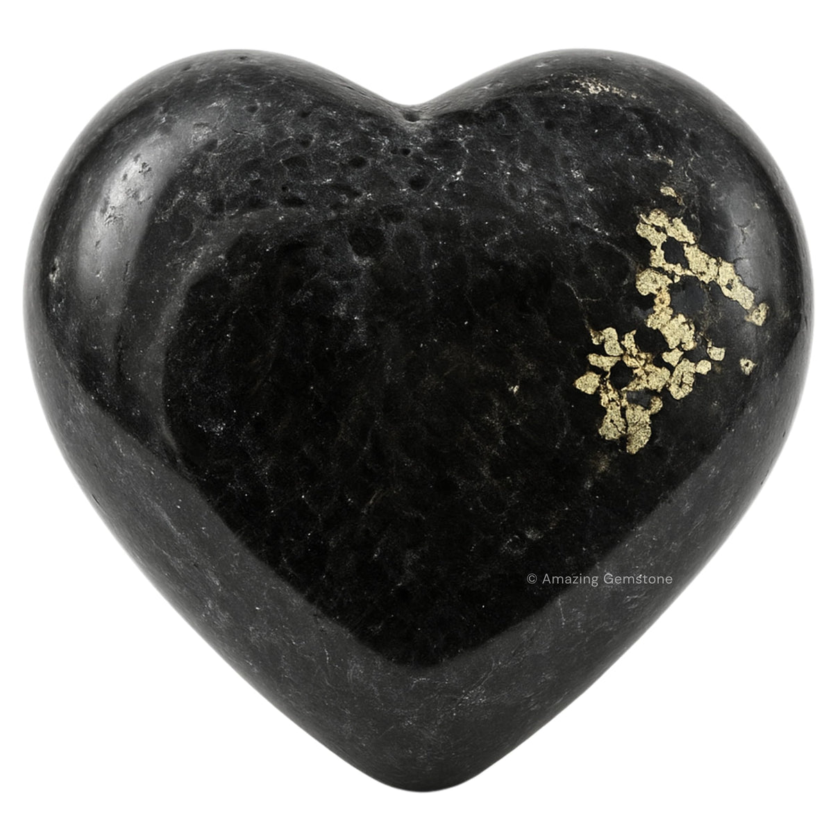 Nuummite Crystal Heart Palm Stone - Pocket Massage Worry Stone for Natural Body Chakra Balancing, Reiki Healing and Crystal Grid