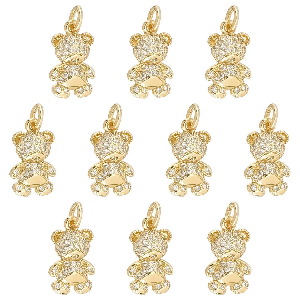 SUNNYCLUE 1 Box Bear Charms Gummy Bears Charm 18K Gold Plated Brass Charm Micro Pave Cubic Zirconia Hanging Loop Animal Charms for Jewelry Making Charm Necklace Earrings Bracelet DIY Craft