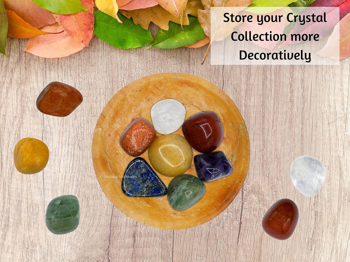 Golden Quartz Crystal Bowl - 2 Inch Decorative Bowls for Room and Home Decor - Gemstone Healing Crystals for Elegant Display, Positive Energy Balance and Gift