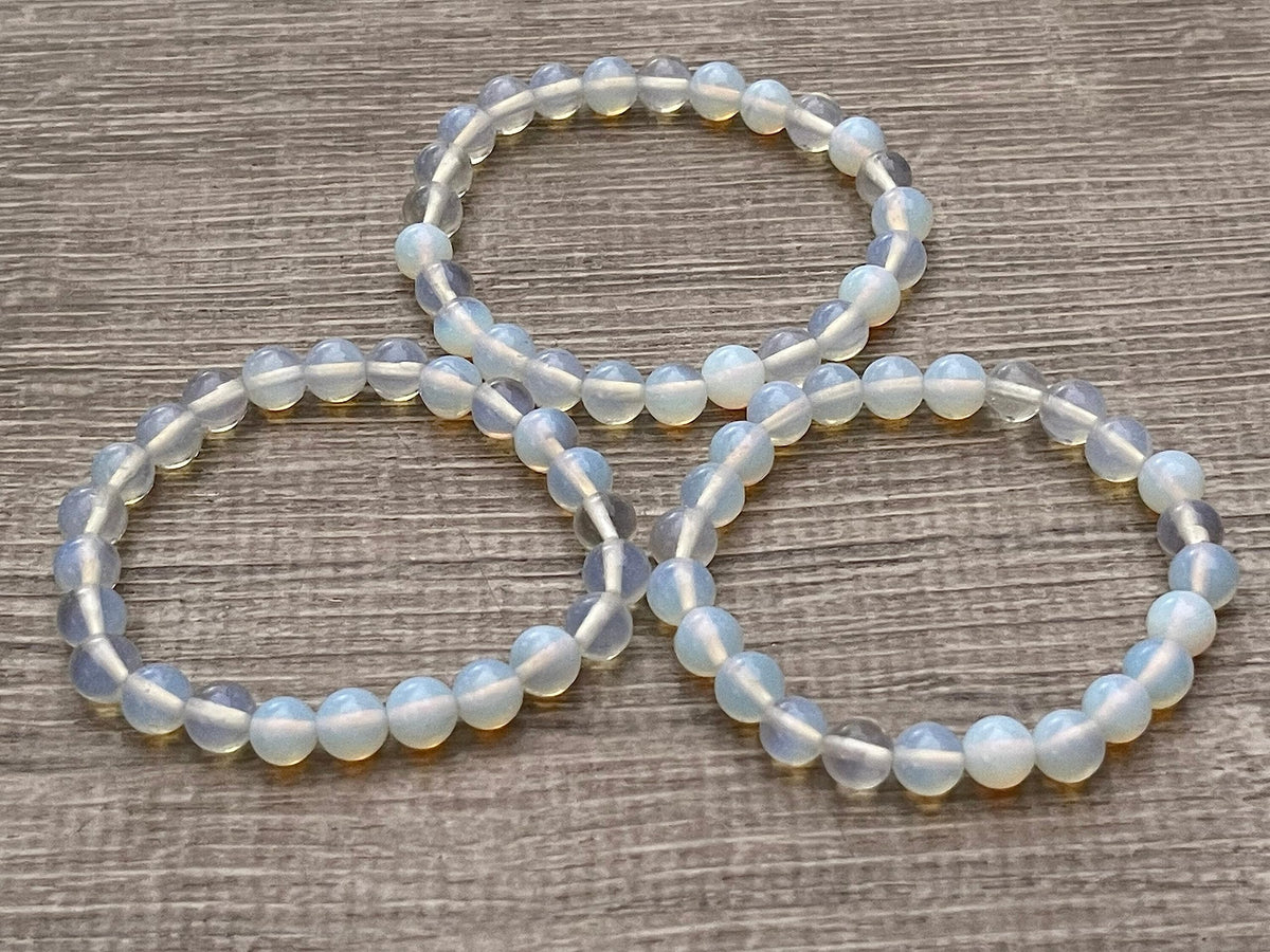 GAF TREASURES Opalite Crystal Bead Bracelet 8mm, Genuine Opalite Stretch Gemstone Bracelet, Healing Crystal Bracelet, Gift for Men & Women (1)
