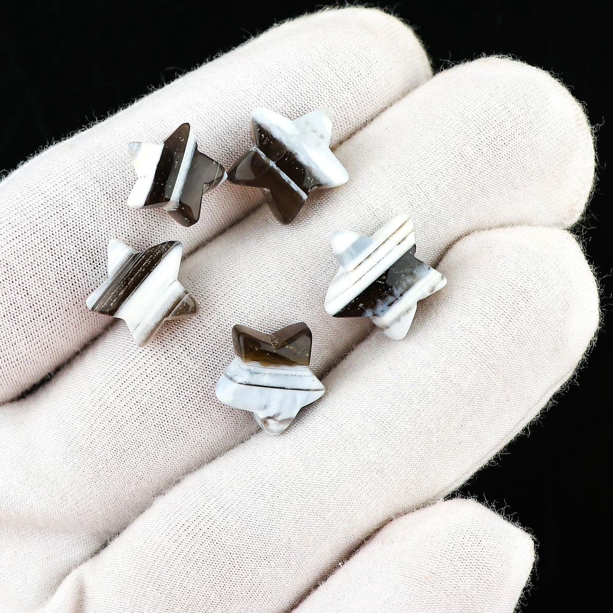 CRYSTALINES 5pcs, Wholesale Natural Blue Opal with Chalcedony Gemstones, Bulk Star Shape Stones, Assorted Loose Supply, DIY Craft-Jewelry Making, Chakra Healing Crystals, Gem Collection, 10-12mm