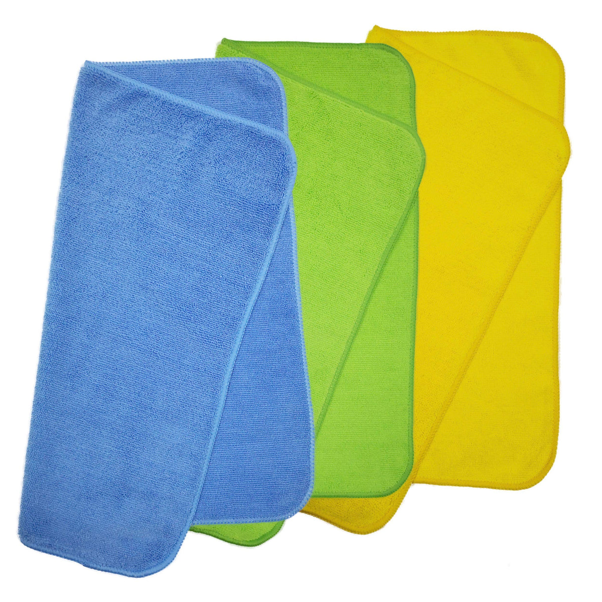 POLYTE Premium Microfiber Cleaning Towel,16x16 in 36 Pack (Blue,Green,Yellow)