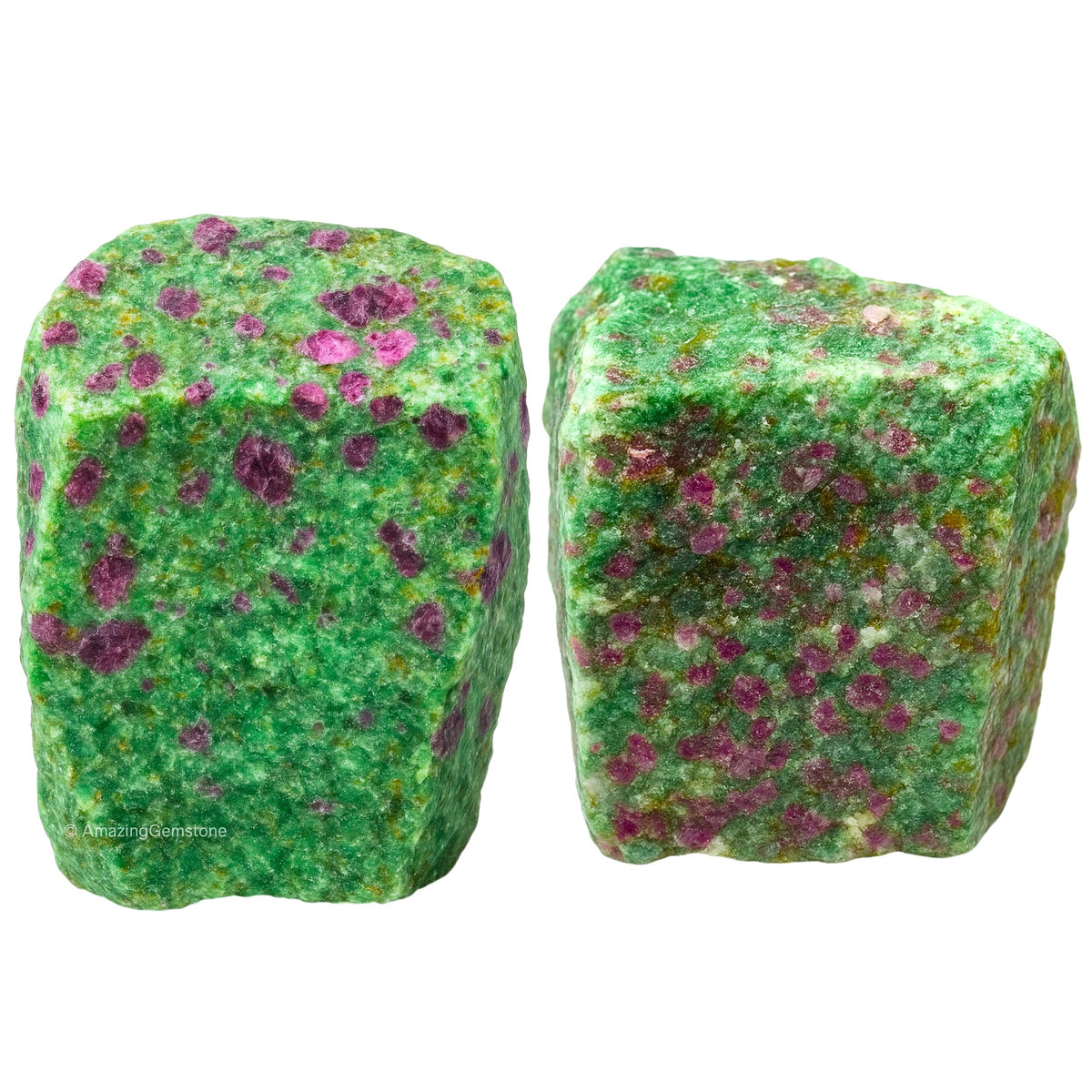 Amazing Gemstone 2 Pieces Ruby Fuchsite Raw Crystals and Healing Stones, Natural Rocks for Tumbling and DIY Raw Stones and Crystals