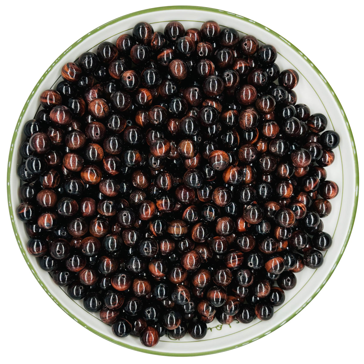 WHNKFB 6mm 100PCS Natural Red Tiger's Eye Round Beads, Smooth Polished Loose Gemstone Beads for Jewelry Making Craft - 4mm 6mm 8mm 10mm Options with Free Elastic Cord
